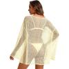 image:imageCHICGAL Womens Swimsuit Coverup Crochet Sheer Caftan Beach Dress Slit Long Sleeve Bathing Suit Cover Up 2026Offwhite