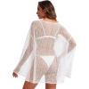 image:imageCHICGAL Womens Swimsuit Coverup Crochet Sheer Caftan Beach Dress Slit Long Sleeve Bathing Suit Cover Up 2026White