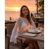 image:imageCHICGAL Womens Swimsuit Coverup Crochet Sheer Caftan Beach Dress Slit Long Sleeve Bathing Suit Cover Up 2026White