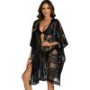 image:imageWomens Lace Bathing Suit Cover Up Open Front Swimsuit Coverup Summer Swimwear Loose Bikini Beach Kimono 2026Black