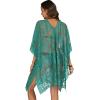 image:imageWomens Lace Bathing Suit Cover Up Open Front Swimsuit Coverup Summer Swimwear Loose Bikini Beach Kimono 2026Green