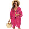 image:imageWomens Lace Bathing Suit Cover Up Open Front Swimsuit Coverup Summer Swimwear Loose Bikini Beach Kimono 2026Pink