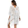 image:imageWomens Lace Bathing Suit Cover Up Open Front Swimsuit Coverup Summer Swimwear Loose Bikini Beach Kimono 2026White