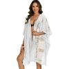 image:imageWomens Lace Bathing Suit Cover Up Open Front Swimsuit Coverup Summer Swimwear Loose Bikini Beach Kimono 2026White