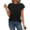image:imageCHICGAL Cap Sleeve Tops for Women Casual Short Sleeve Shirts Summer Basic Tees Trendy Going Out OutfitsA Black