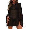 image:imageCHICGAL Womens Swimsuit Coverup Crochet Sheer Caftan Beach Dress Slit Long Sleeve Bathing Suit Cover Up 2026Black