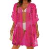 image:imageWomens Lace Bathing Suit Cover Up Open Front Swimsuit Coverup Summer Swimwear Loose Bikini Beach Kimono 2026Pink