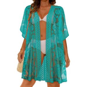 image:imageWomens Lace Bathing Suit Cover Up Open Front Swimsuit Coverup Summer Swimwear Loose Bikini Beach Kimono 2026Lake Blue