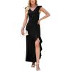 image:imageWEACZZY Women Sexy Ruffle V Neck Backless Maxi Dress Elegant Evening Party Prom Dress Cocktail Party Long Dresses01 Black