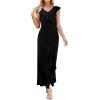 image:imageWEACZZY Women Sexy Ruffle V Neck Backless Maxi Dress Elegant Evening Party Prom Dress Cocktail Party Long Dresses01 Black