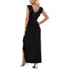 image:imageWEACZZY Women Sexy Ruffle V Neck Backless Maxi Dress Elegant Evening Party Prom Dress Cocktail Party Long Dresses01 Black