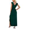 image:imageWEACZZY Women Sexy Ruffle V Neck Backless Maxi Dress Elegant Evening Party Prom Dress Cocktail Party Long Dresses01 Dark Green