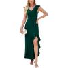 image:imageWEACZZY Women Sexy Ruffle V Neck Backless Maxi Dress Elegant Evening Party Prom Dress Cocktail Party Long Dresses01 Dark Green