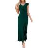 image:imageWEACZZY Women Sexy Ruffle V Neck Backless Maxi Dress Elegant Evening Party Prom Dress Cocktail Party Long Dresses01 Dark Green