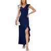 image:imageWEACZZY Women Sexy Ruffle V Neck Backless Maxi Dress Elegant Evening Party Prom Dress Cocktail Party Long Dresses01 Navy Blue