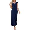 image:imageWEACZZY Women Sexy Ruffle V Neck Backless Maxi Dress Elegant Evening Party Prom Dress Cocktail Party Long Dresses01 Navy Blue