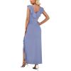 image:imageWEACZZY Women Sexy Ruffle V Neck Backless Maxi Dress Elegant Evening Party Prom Dress Cocktail Party Long Dresses01 Smoke Blue