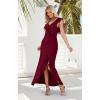 image:imageWEACZZY Women Sexy Ruffle V Neck Backless Maxi Dress Elegant Evening Party Prom Dress Cocktail Party Long Dresses01 Wine Red