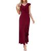 image:imageWEACZZY Women Sexy Ruffle V Neck Backless Maxi Dress Elegant Evening Party Prom Dress Cocktail Party Long Dresses01 Wine Red