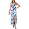 image:imageWEACZZY Women Sexy Ruffle V Neck Backless Maxi Dress Elegant Evening Party Prom Dress Cocktail Party Long DressesBlue Ink Flower
