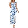 image:imageWEACZZY Women Sexy Ruffle V Neck Backless Maxi Dress Elegant Evening Party Prom Dress Cocktail Party Long DressesBlue Ink Flower