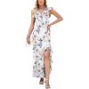 image:imageWEACZZY Women Sexy Ruffle V Neck Backless Maxi Dress Elegant Evening Party Prom Dress Cocktail Party Long DressesGray Leaved Peony