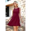 image:imageWEACZZY Womens Summer Sleeveless Dress Half Waist Ruched Flowy Curve Mini Casual Party DressesWine Red