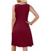 image:imageWEACZZY Womens Summer Sleeveless Dress Half Waist Ruched Flowy Curve Mini Casual Party DressesWine Red