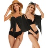 image:imageCHICGAL 2 Pieces Women Beach Sarong Bathing Suit Wrap Skirt Sheer Bikini Swimsuit Cover Ups for SwimwearBlack and Black