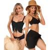 image:imageCHICGAL 2 Pieces Women Beach Sarong Bathing Suit Wrap Skirt Sheer Bikini Swimsuit Cover Ups for SwimwearBlack and Black