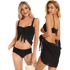 image:imageCHICGAL 2 Pieces Women Beach Sarong Bathing Suit Wrap Skirt Sheer Bikini Swimsuit Cover Ups for SwimwearBlack and Black
