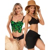 image:imageCHICGAL 2 Pieces Women Beach Sarong Bathing Suit Wrap Skirt Sheer Bikini Swimsuit Cover Ups for SwimwearBlack and Black Green Clover