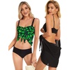 image:imageCHICGAL 2 Pieces Women Beach Sarong Bathing Suit Wrap Skirt Sheer Bikini Swimsuit Cover Ups for SwimwearBlack and Black Green Clover