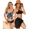 image:imageCHICGAL 2 Pieces Women Beach Sarong Bathing Suit Wrap Skirt Sheer Bikini Swimsuit Cover Ups for SwimwearBlack and Black White Checkered