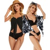 image:imageCHICGAL 2 Pieces Women Beach Sarong Bathing Suit Wrap Skirt Sheer Bikini Swimsuit Cover Ups for SwimwearBlack and Black White Checkered