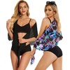 image:imageCHICGAL 2 Pieces Women Beach Sarong Bathing Suit Wrap Skirt Sheer Bikini Swimsuit Cover Ups for SwimwearBlack and Blue Pink Trees