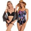 image:imageCHICGAL 2 Pieces Women Beach Sarong Bathing Suit Wrap Skirt Sheer Bikini Swimsuit Cover Ups for SwimwearBlack and Blue Pink Trees