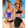 image:imageCHICGAL 2 Pieces Women Beach Sarong Bathing Suit Wrap Skirt Sheer Bikini Swimsuit Cover Ups for SwimwearBlack and Blue Red Flag Star