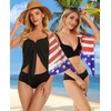 image:imageCHICGAL 2 Pieces Women Beach Sarong Bathing Suit Wrap Skirt Sheer Bikini Swimsuit Cover Ups for SwimwearBlack and Blue Red Flag Star