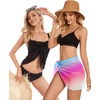 image:imageCHICGAL 2 Pieces Women Beach Sarong Bathing Suit Wrap Skirt Sheer Bikini Swimsuit Cover Ups for SwimwearBlack and Colorful Gradient