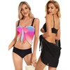 image:imageCHICGAL 2 Pieces Women Beach Sarong Bathing Suit Wrap Skirt Sheer Bikini Swimsuit Cover Ups for SwimwearBlack and Colorful Gradient