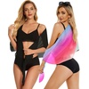 image:imageCHICGAL 2 Pieces Women Beach Sarong Bathing Suit Wrap Skirt Sheer Bikini Swimsuit Cover Ups for SwimwearBlack and Colorful Gradient