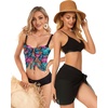 image:imageCHICGAL 2 Pieces Women Beach Sarong Bathing Suit Wrap Skirt Sheer Bikini Swimsuit Cover Ups for SwimwearBlack and Colorful Leaves