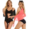 image:imageCHICGAL 2 Pieces Women Beach Sarong Bathing Suit Wrap Skirt Sheer Bikini Swimsuit Cover Ups for SwimwearBlack and Fluorescent Orange