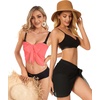 image:imageCHICGAL 2 Pieces Women Beach Sarong Bathing Suit Wrap Skirt Sheer Bikini Swimsuit Cover Ups for SwimwearBlack and Fluorescent Orange