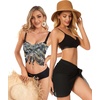 image:imageCHICGAL 2 Pieces Women Beach Sarong Bathing Suit Wrap Skirt Sheer Bikini Swimsuit Cover Ups for SwimwearBlack and Grey White Flowers