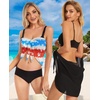 image:imageCHICGAL 2 Pieces Women Beach Sarong Bathing Suit Wrap Skirt Sheer Bikini Swimsuit Cover Ups for SwimwearBlack and Light Blue Stars