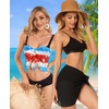 image:imageCHICGAL 2 Pieces Women Beach Sarong Bathing Suit Wrap Skirt Sheer Bikini Swimsuit Cover Ups for SwimwearBlack and Light Blue Stars