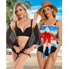image:imageCHICGAL 2 Pieces Women Beach Sarong Bathing Suit Wrap Skirt Sheer Bikini Swimsuit Cover Ups for SwimwearBlack and Light Blue Stars