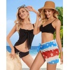 image:imageCHICGAL 2 Pieces Women Beach Sarong Bathing Suit Wrap Skirt Sheer Bikini Swimsuit Cover Ups for SwimwearBlack and Light Blue Stars